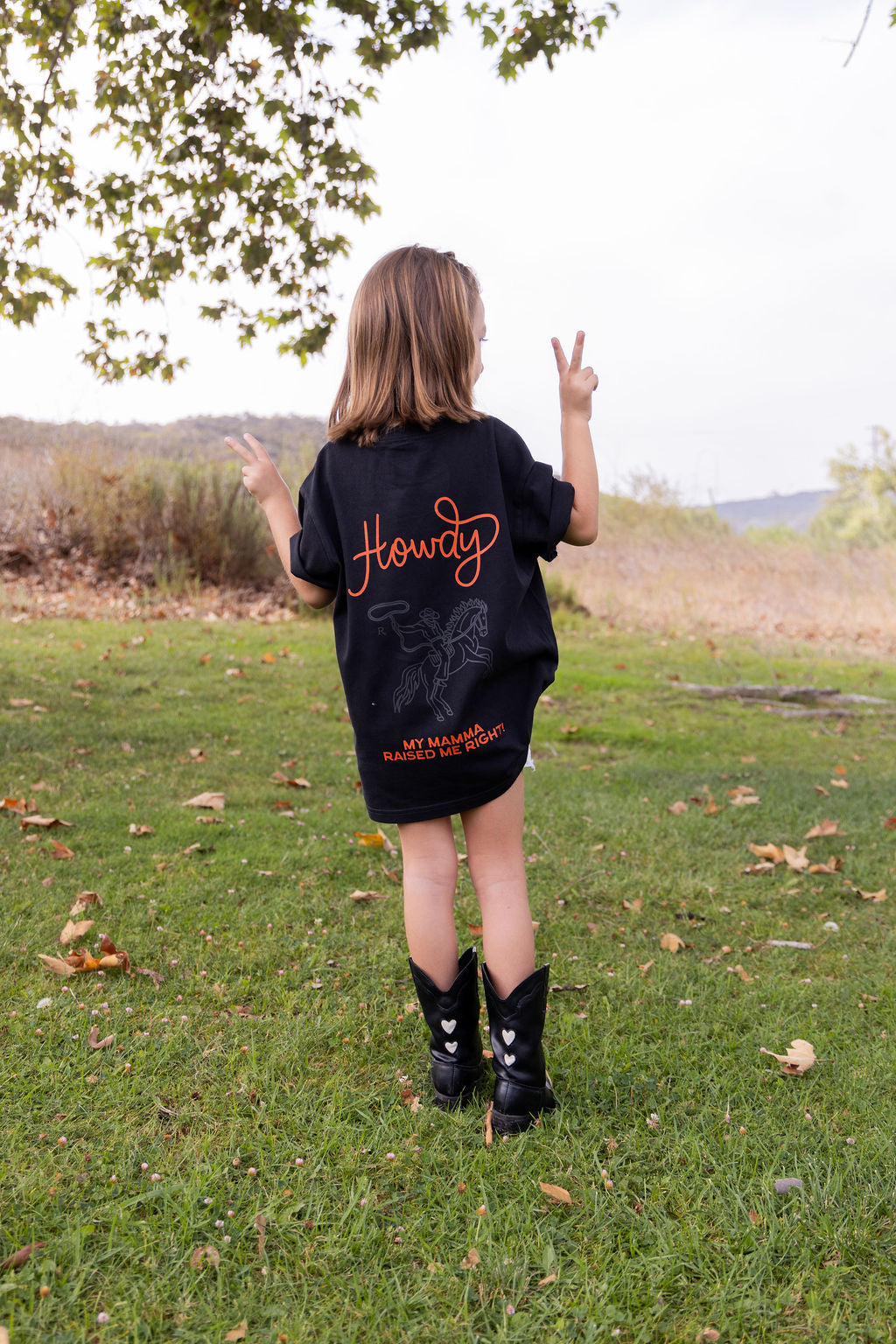 Howdy Kids Tee - Washed Black