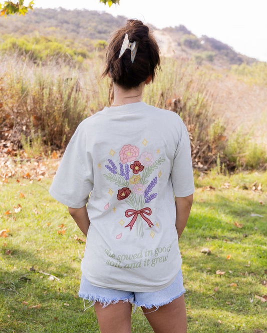 She Sowed and It Grew Tee - Washed Bone